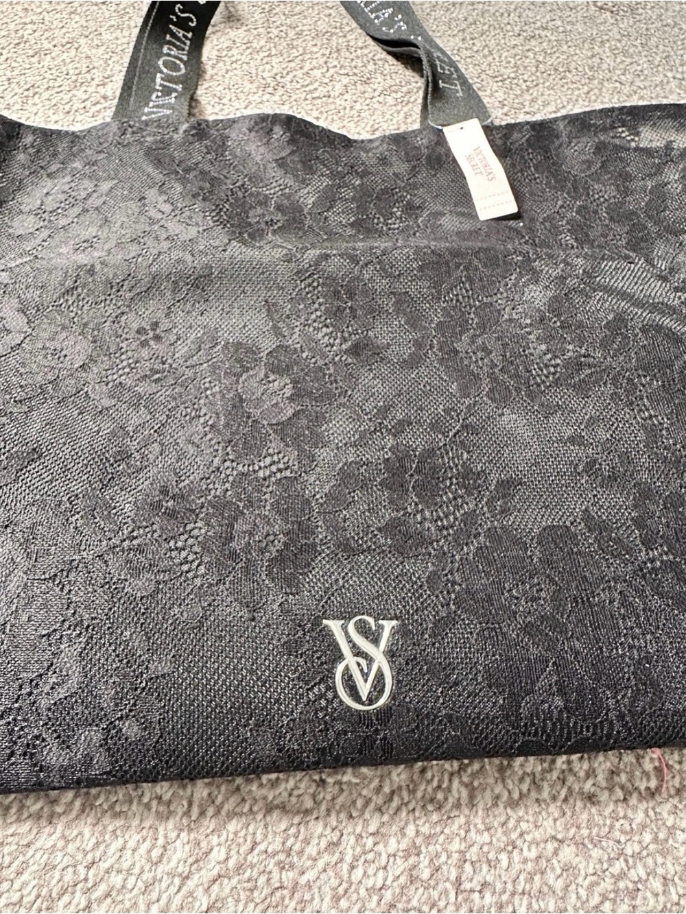 Victoria's Secret Large Black Lace Tote Bag - Picture 4 of 10